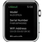 apple watch serial number in settings menu