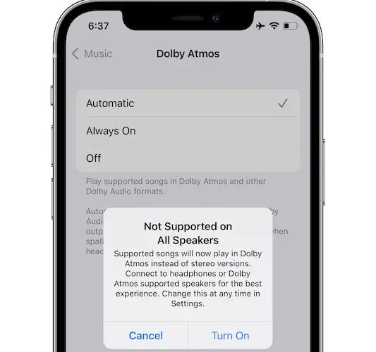 dolby atmos not supported on all speakers