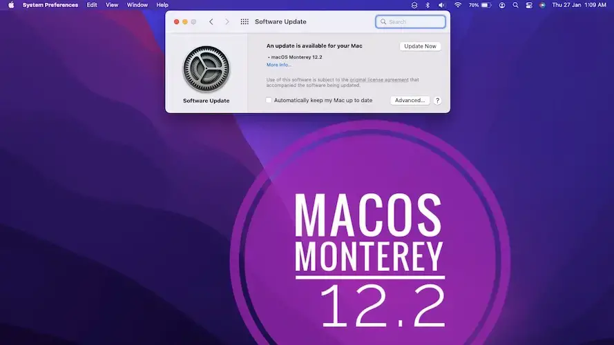 Обновление macOS Монтерей 12.2