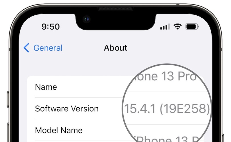 iOS 15.4.1 номер сборки
