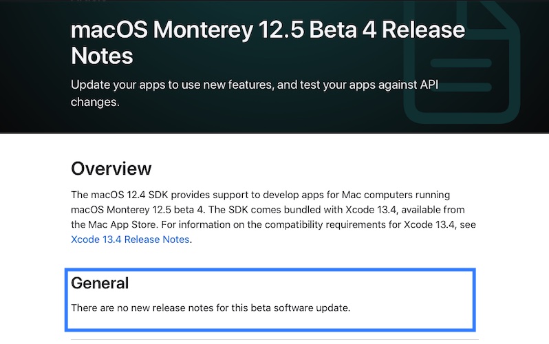 Примечания к выпуску macOS 12.5 бета 4