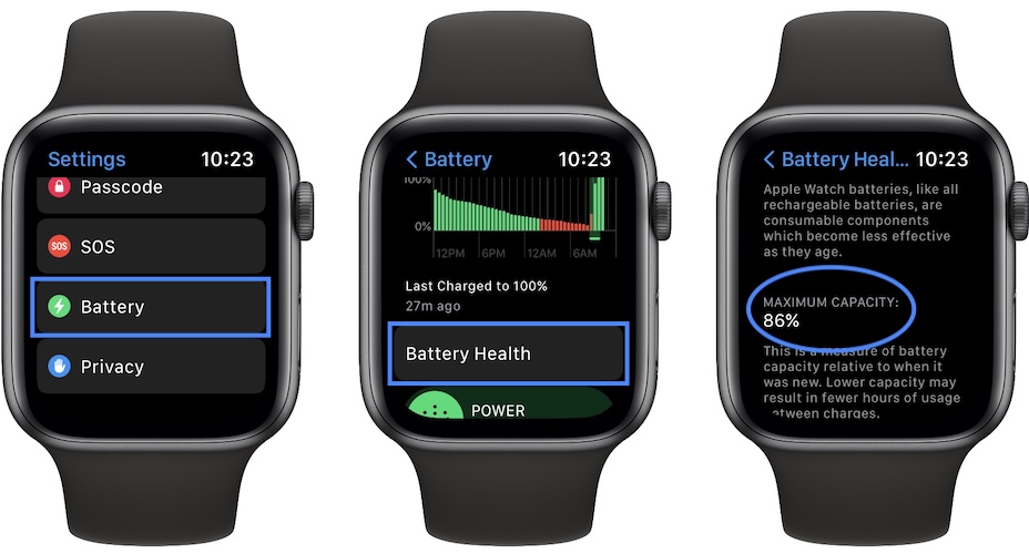 как проверить состояние батареи Apple Watch
