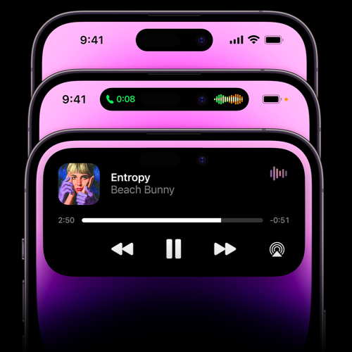 iphone 14 pro динамическое управление музыкой на острове