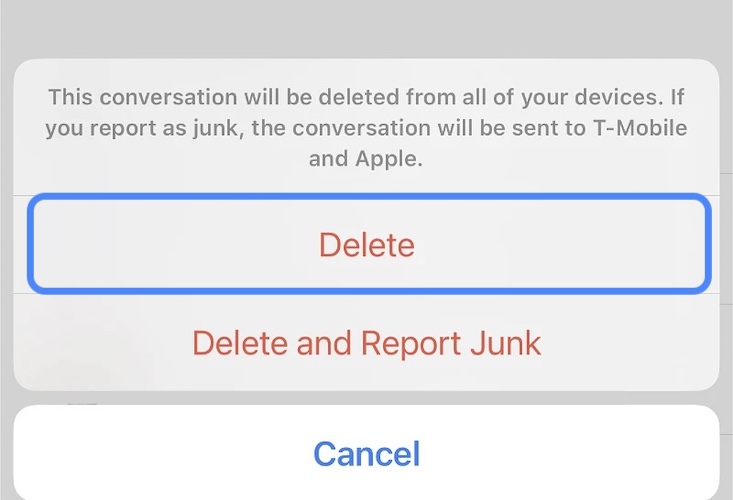 удалить и сообщить о мусоре ios 16.1