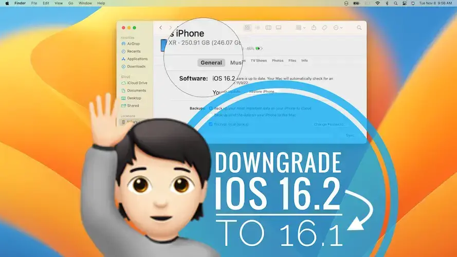 понизить iOS 16.2 до 16.1