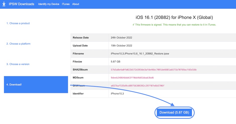 ios 16.1 ipsw скачать