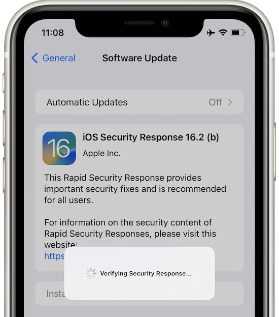 ios 16.2 b проверка ответа безопасности