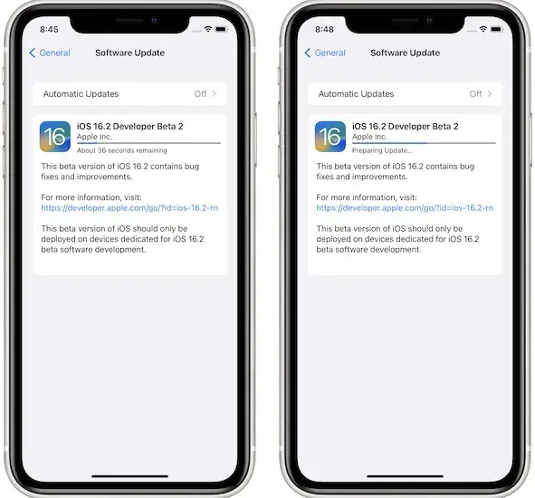 iOS 16.2 бета 2 обновление