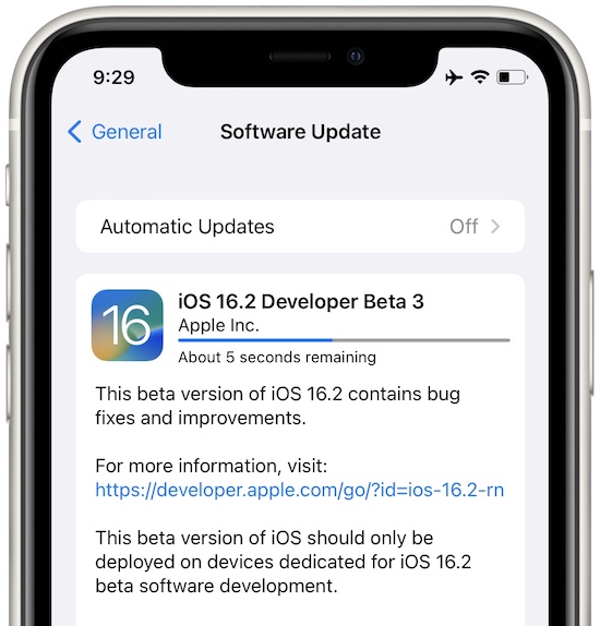 iOS 16.2 бета 3 обновление
