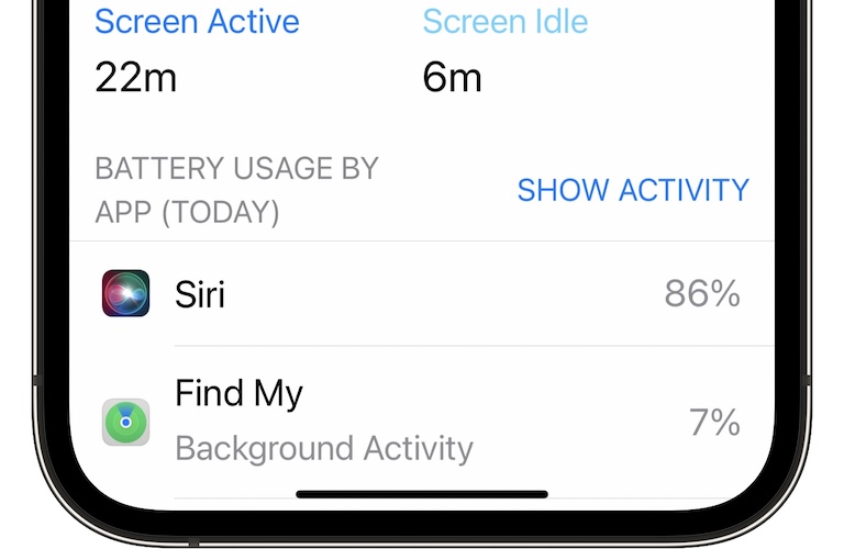 Разряд батареи Siri iOS 16.1.1