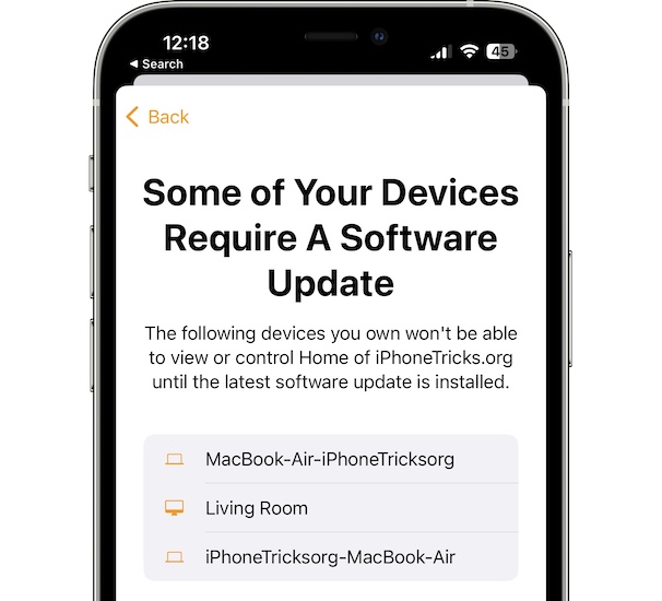 home app update not working