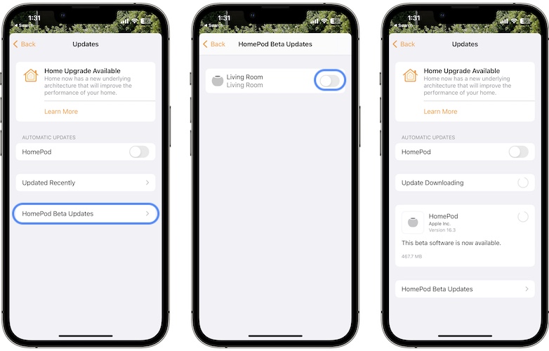 бета-обновления homepod включаются