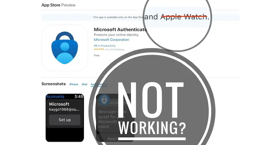Apple Watch не работает аутентификатор Microsoft