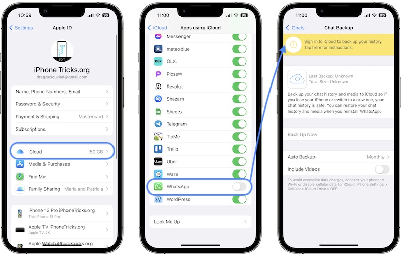 WhatsApp резервное копирование icloud разрешение