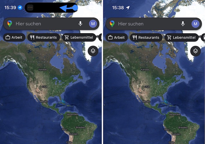 dynamic island showing in screenshot vs hidden
