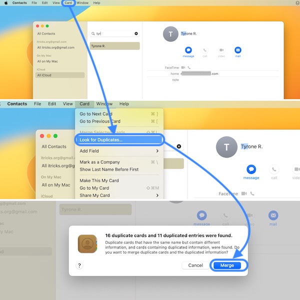 how to merge duplicate contacts on mac