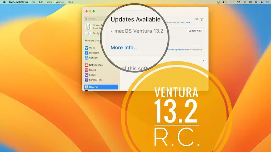 Обновление macOS Вентура 13.2