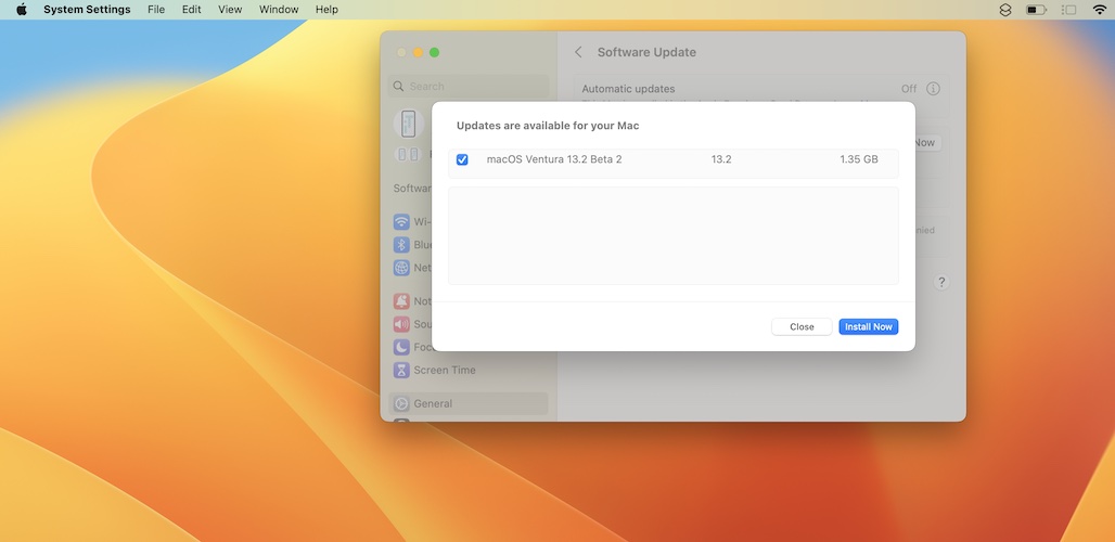macOS ventura 13.2 beta 2