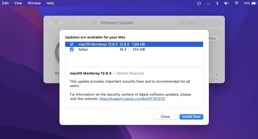 обновление MacOS 12.6.3