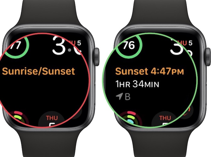 sunset complication fixed watchos 9.2