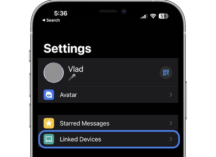 whatsapp linked devices settings
