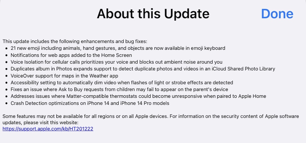 примечания к выпуску iOS 16.4