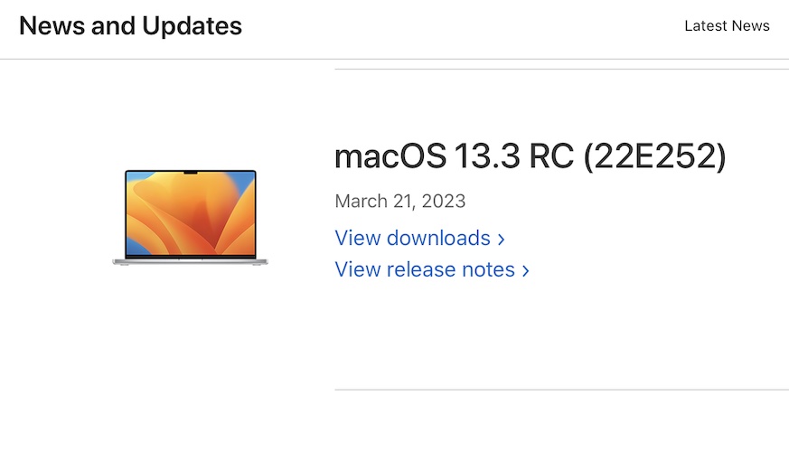 macos 13.3 rc release confirmed