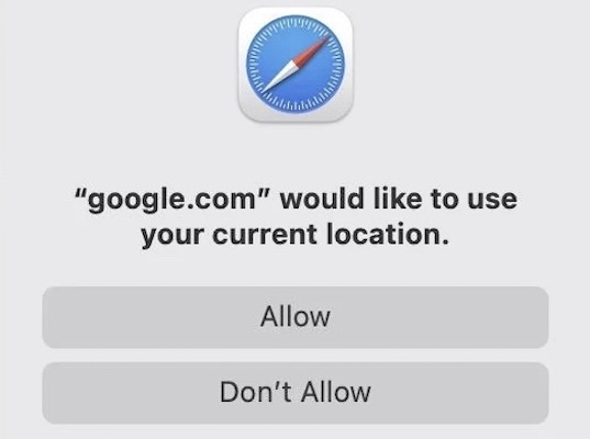 google.com would like to use your current location