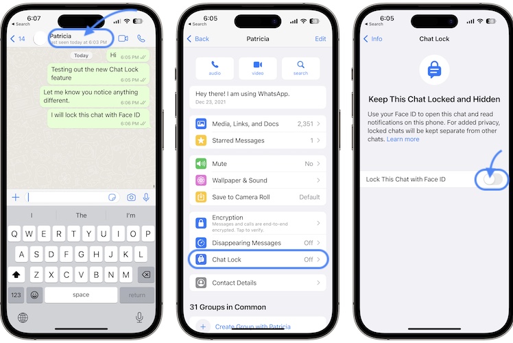 how to lock a chat in whatsapp