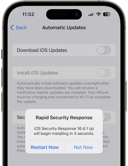 Перезапуск iOS 16.4.1a