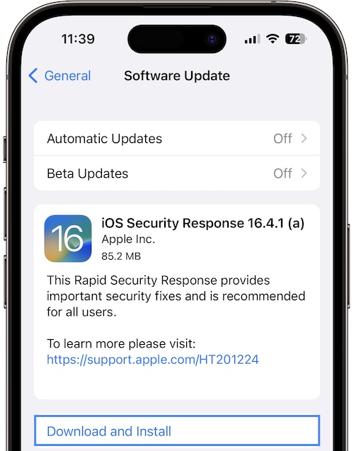 iOS 16.4.1a update
