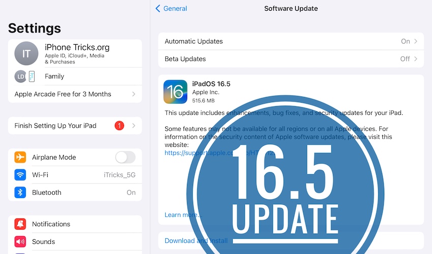 Обновление iPadOS 16.5