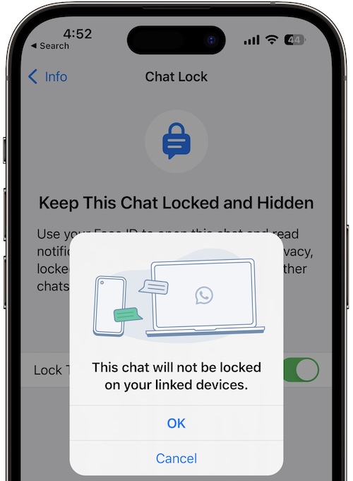 locked chat in whatsapp on iphone