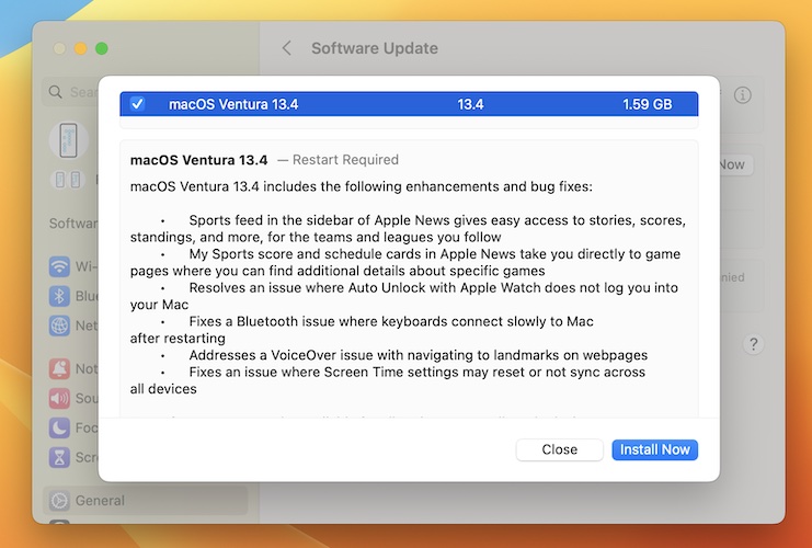 macOS 13.4 features and bug fixes