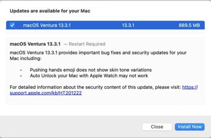 macos 13.3.1 исправлены ошибки