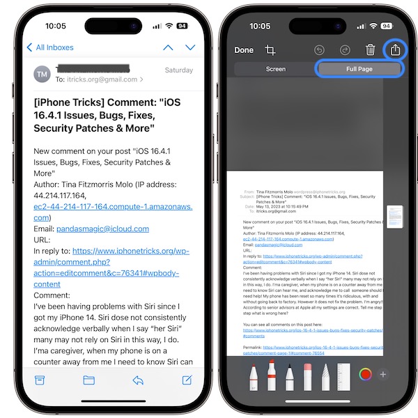 share mail to whatsapp as screenshot