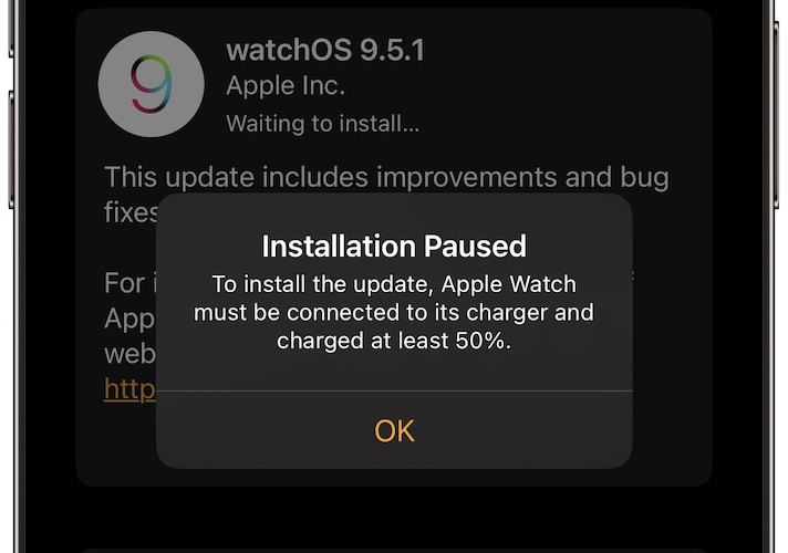 Установка watchos 9.5.1 приостановлена