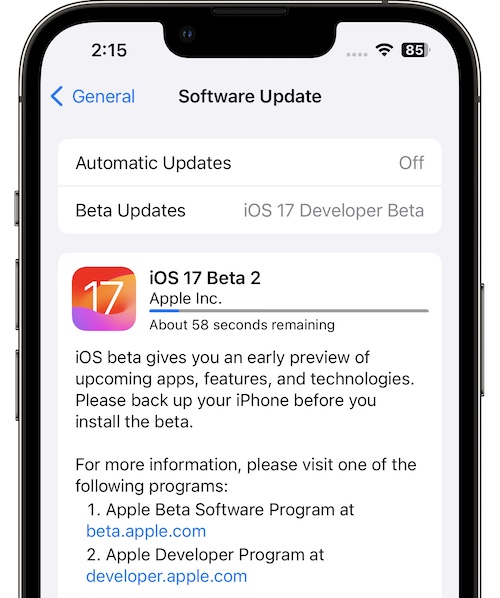 ios 17 бета 2 скачать