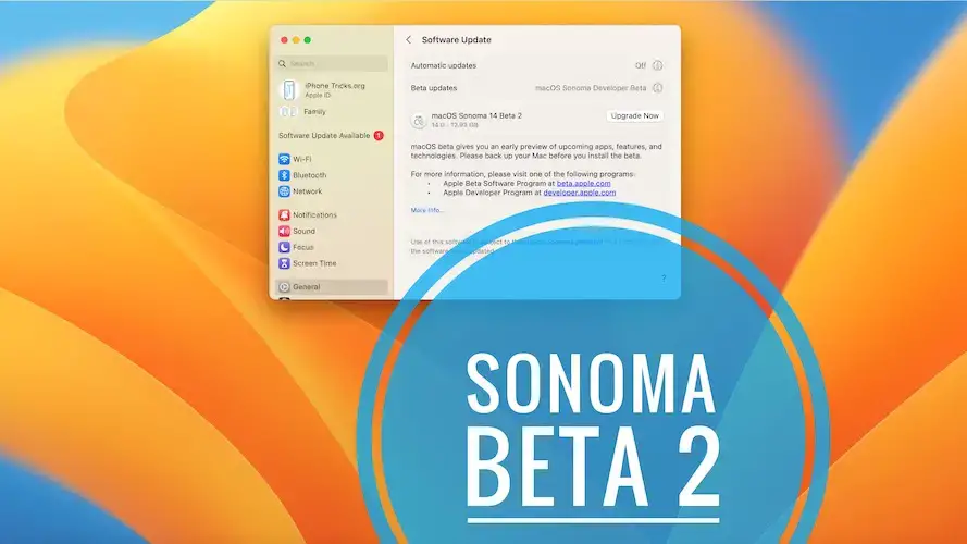 Обновление бета-версии 2 macOS Sonoma