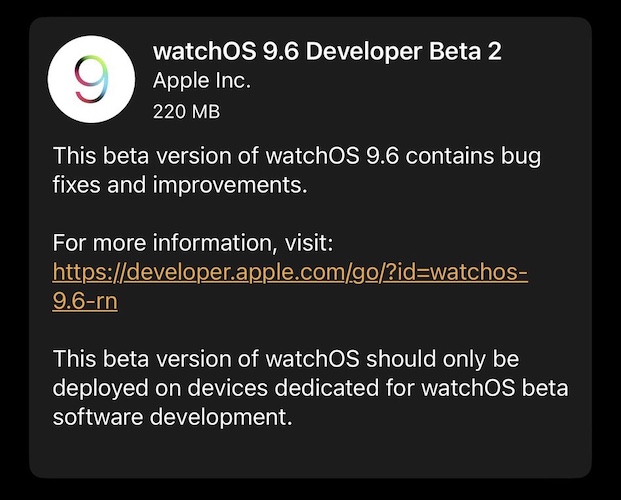 watchOS 9.6 бета 2
