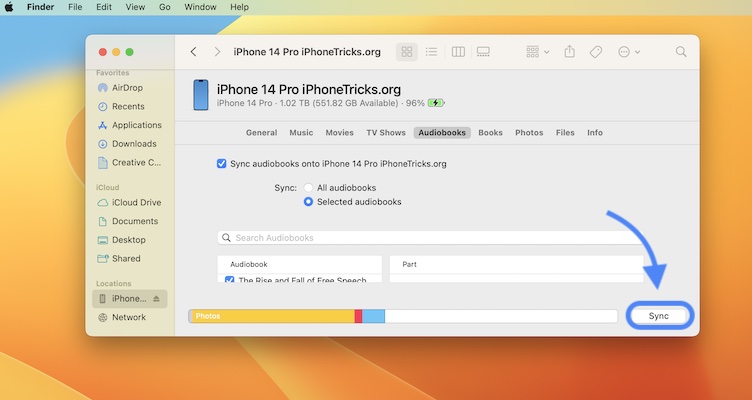 как синхронизировать аудиокниги с Mac на iPhone