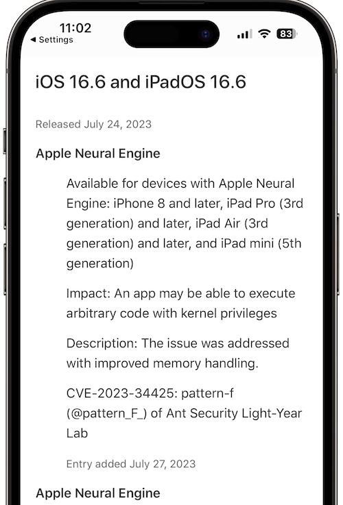 содержание безопасности ios 16.6