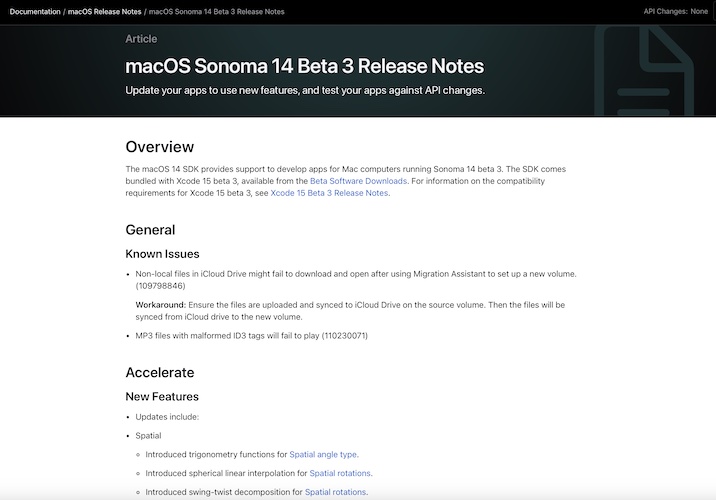 macOS 14 Beta 3 release notes
