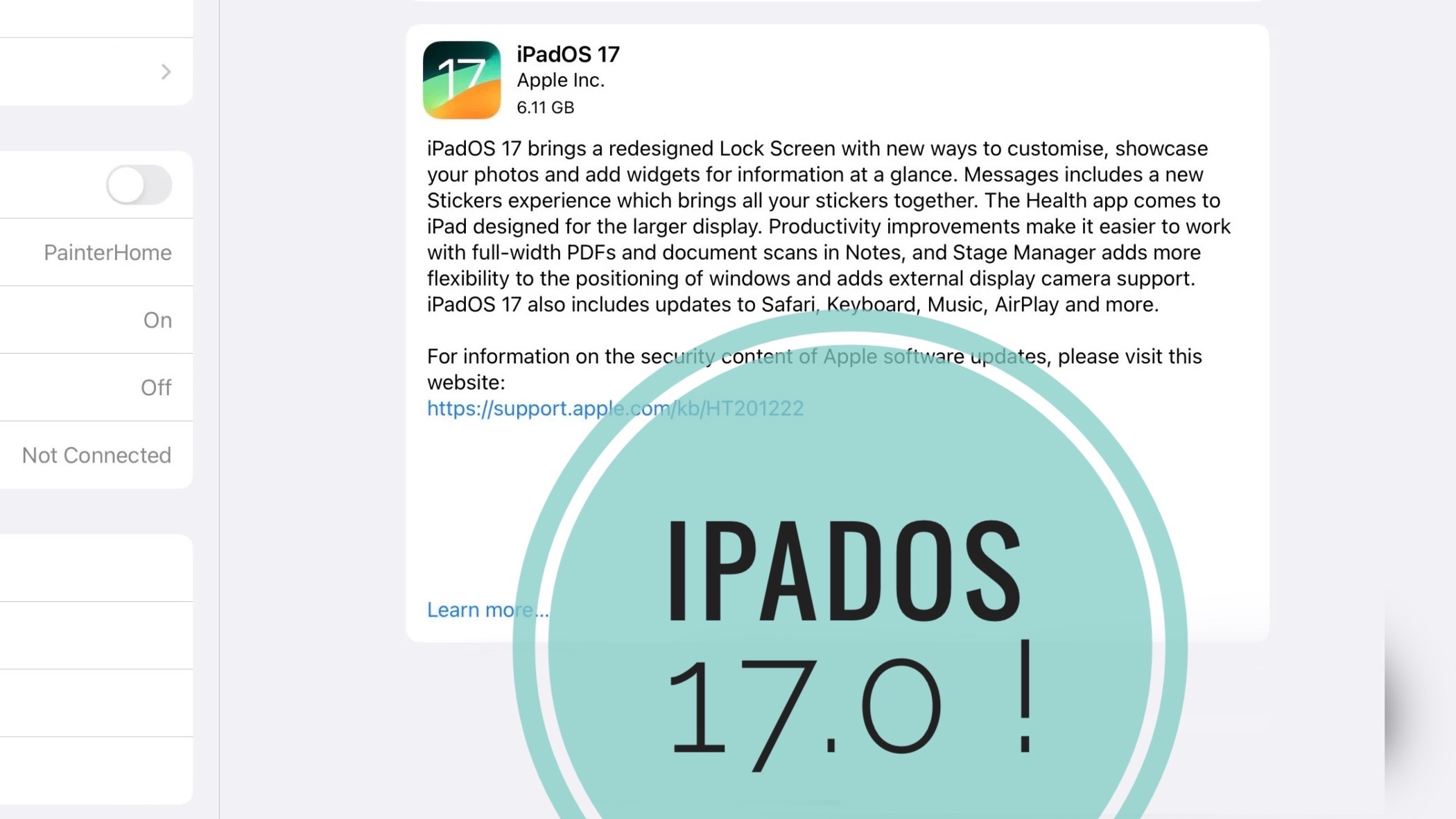 обновление iPadOS 17