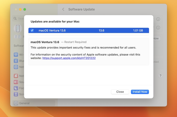 macOS ventura 13.6 release notes