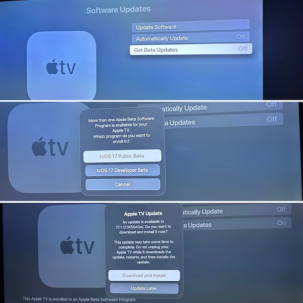 скачать бета-версию tvos 17.1