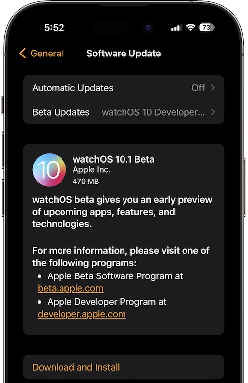 скачать бета-версию watchos 10.1