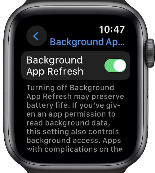 Настройка обновления фонового приложения Apple Watch