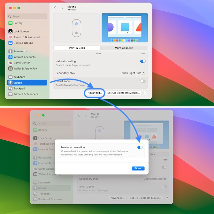 how to turn off pointer acceleration on mac