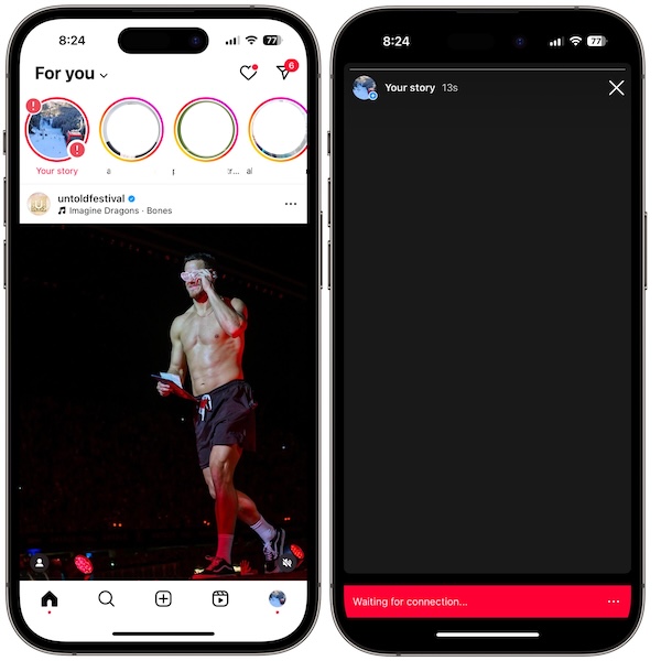 instagram story stuck on waiting for connection